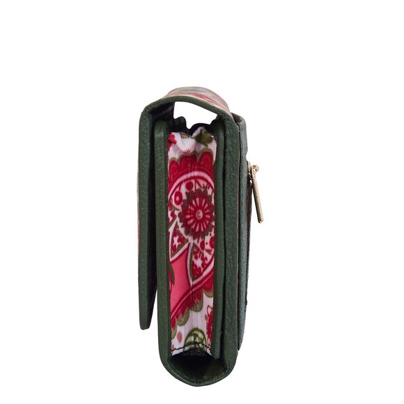 Paisley Printed Fabric Trifold Wallet & Card Holder – Women Organizer, ID Window - Picture 6 of 8